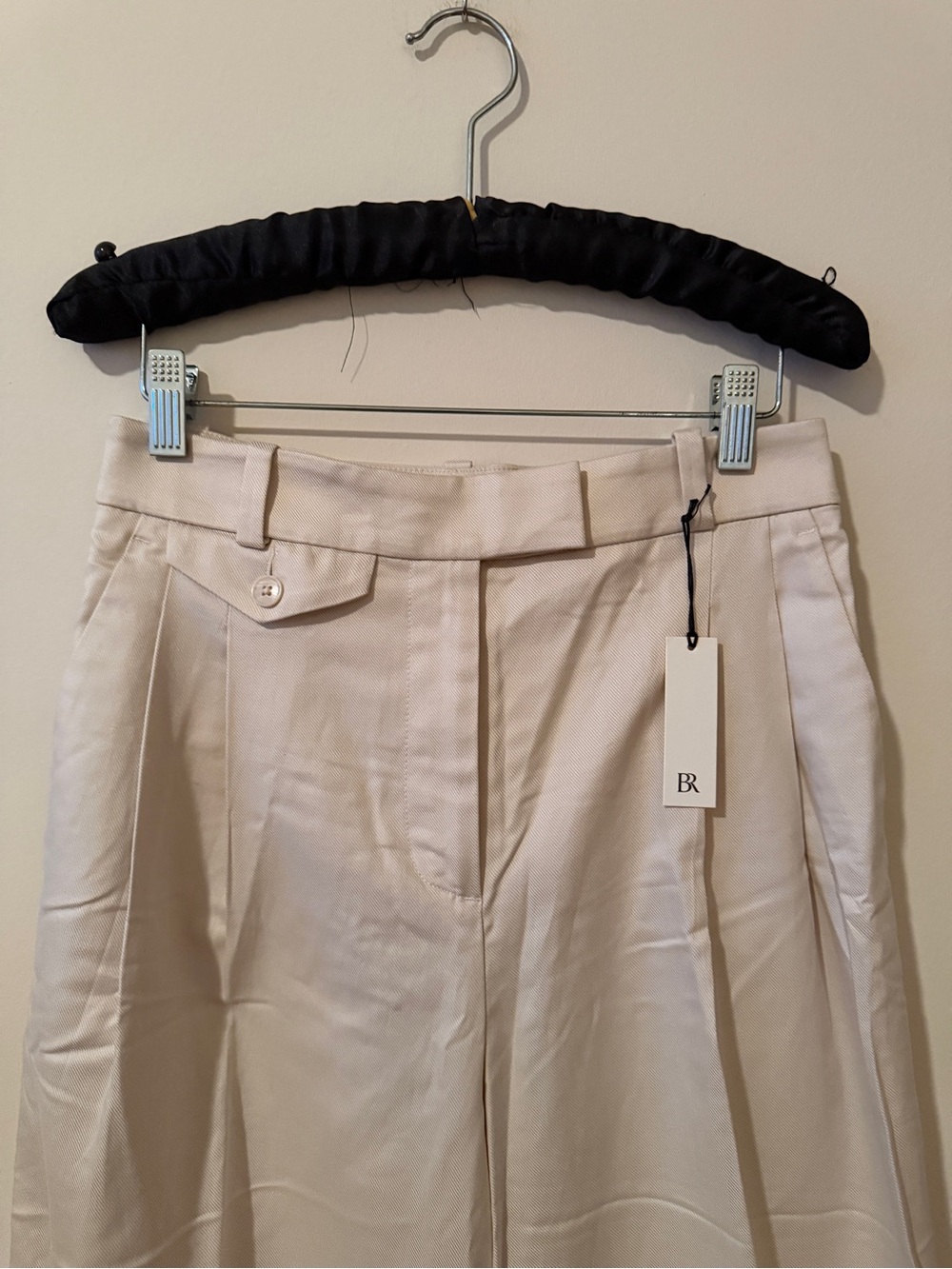 NWT Banana Republic Cruise Ivory Cotton & Lyocell Wide-Leg High-Rise Pants - Picture 3 of 12